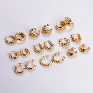 1 Pair Vintage Style Irregular Solid Color Plating Stainless Steel 24k Gold Plated Ear Studs