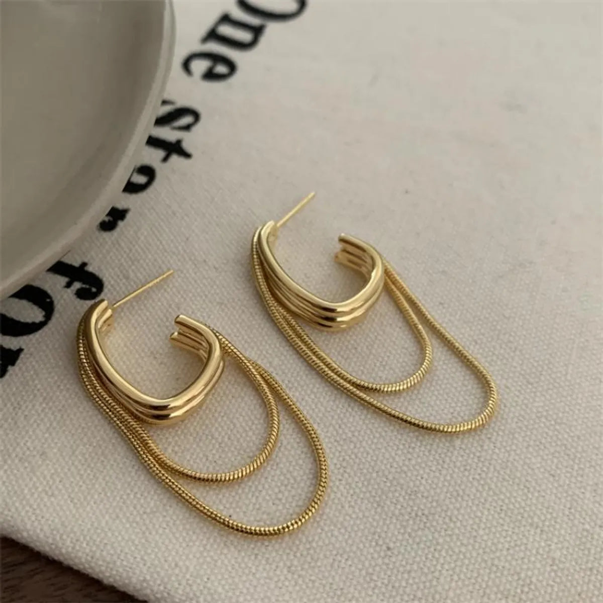 1 Pair Vintage Style Korean Style Solid Color Chain Alloy Drop Earrings