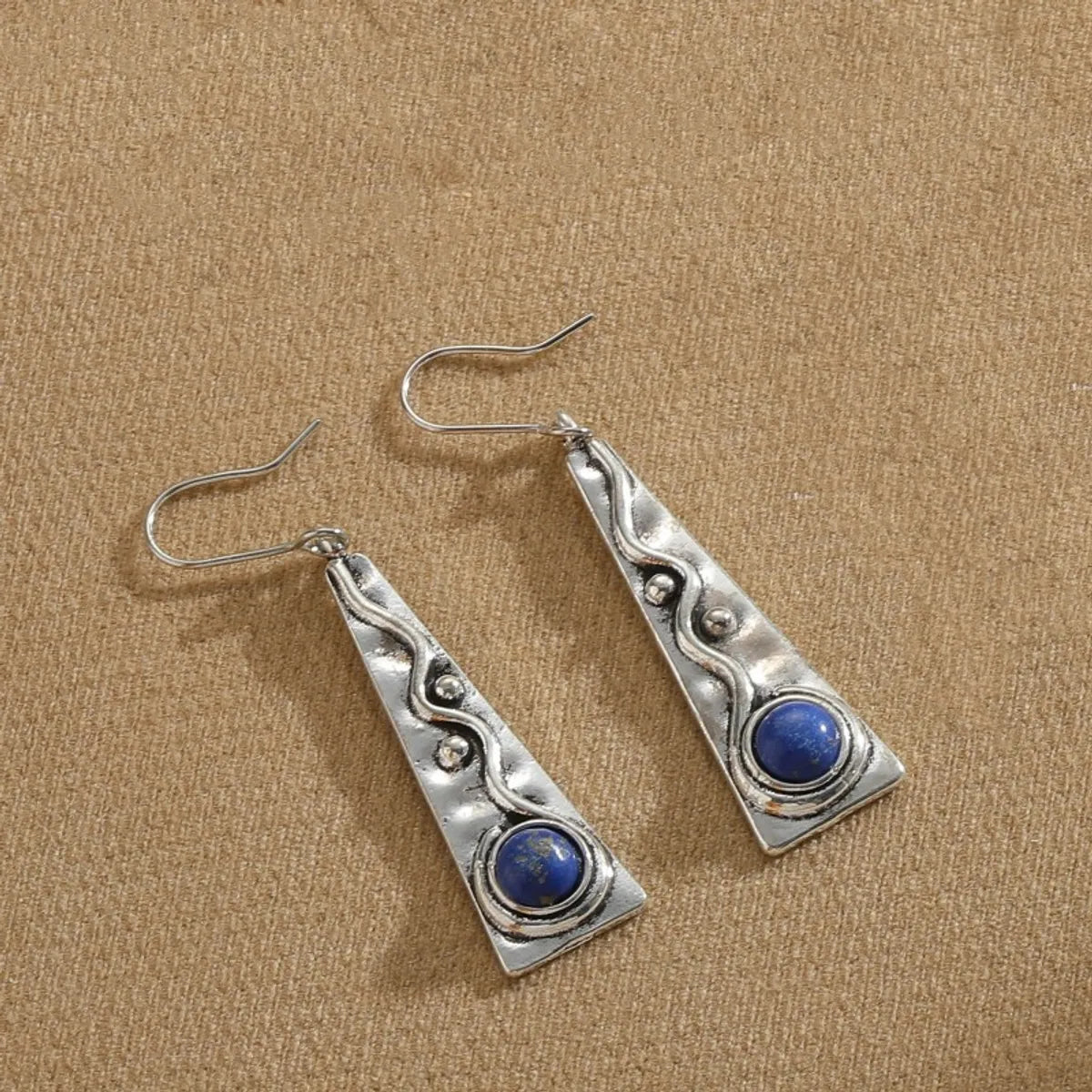 1 Pair Vintage Style Leaf Rectangle Enamel Plating Inlay Alloy Natural Stone Drop Earrings