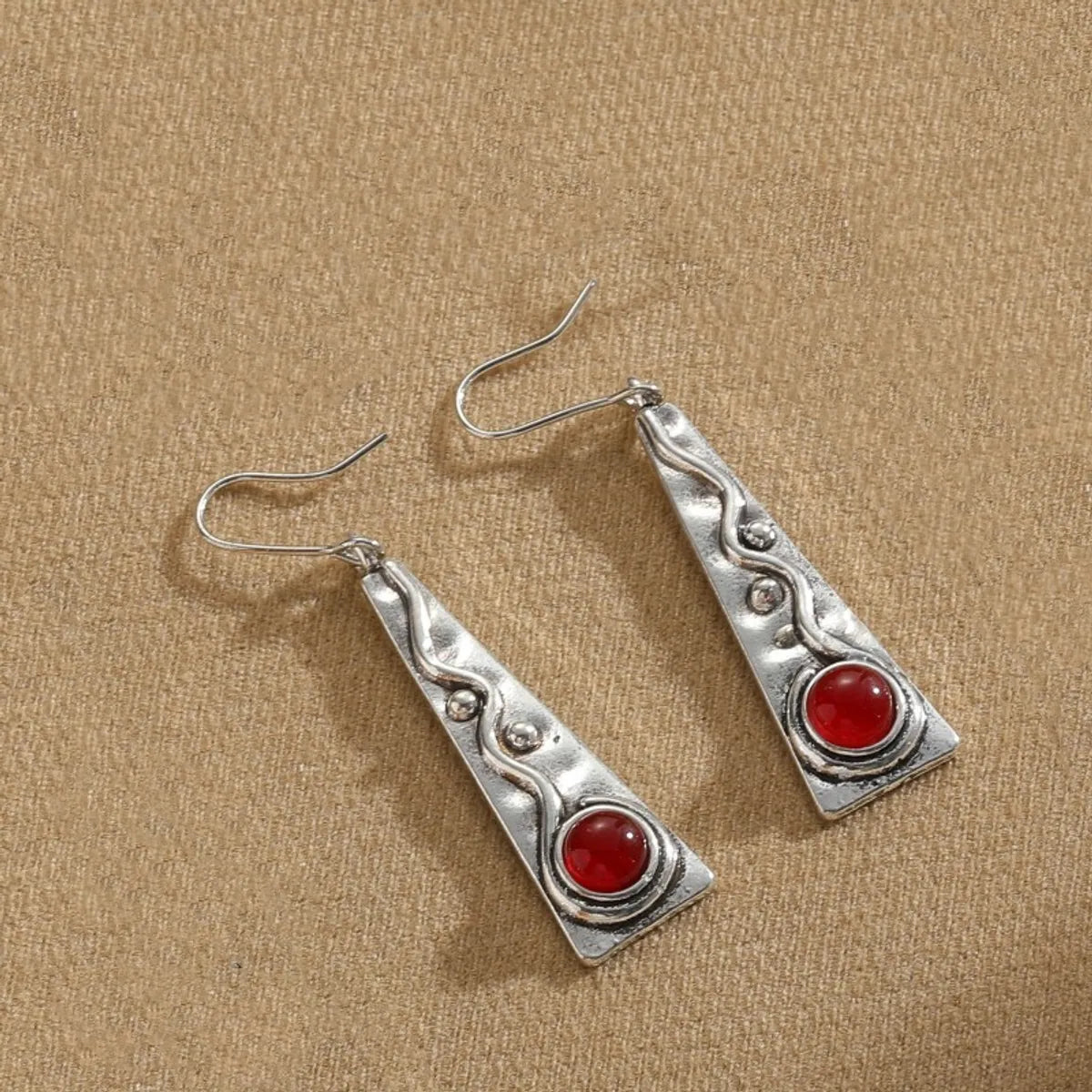 1 Pair Vintage Style Leaf Rectangle Enamel Plating Inlay Alloy Natural Stone Drop Earrings