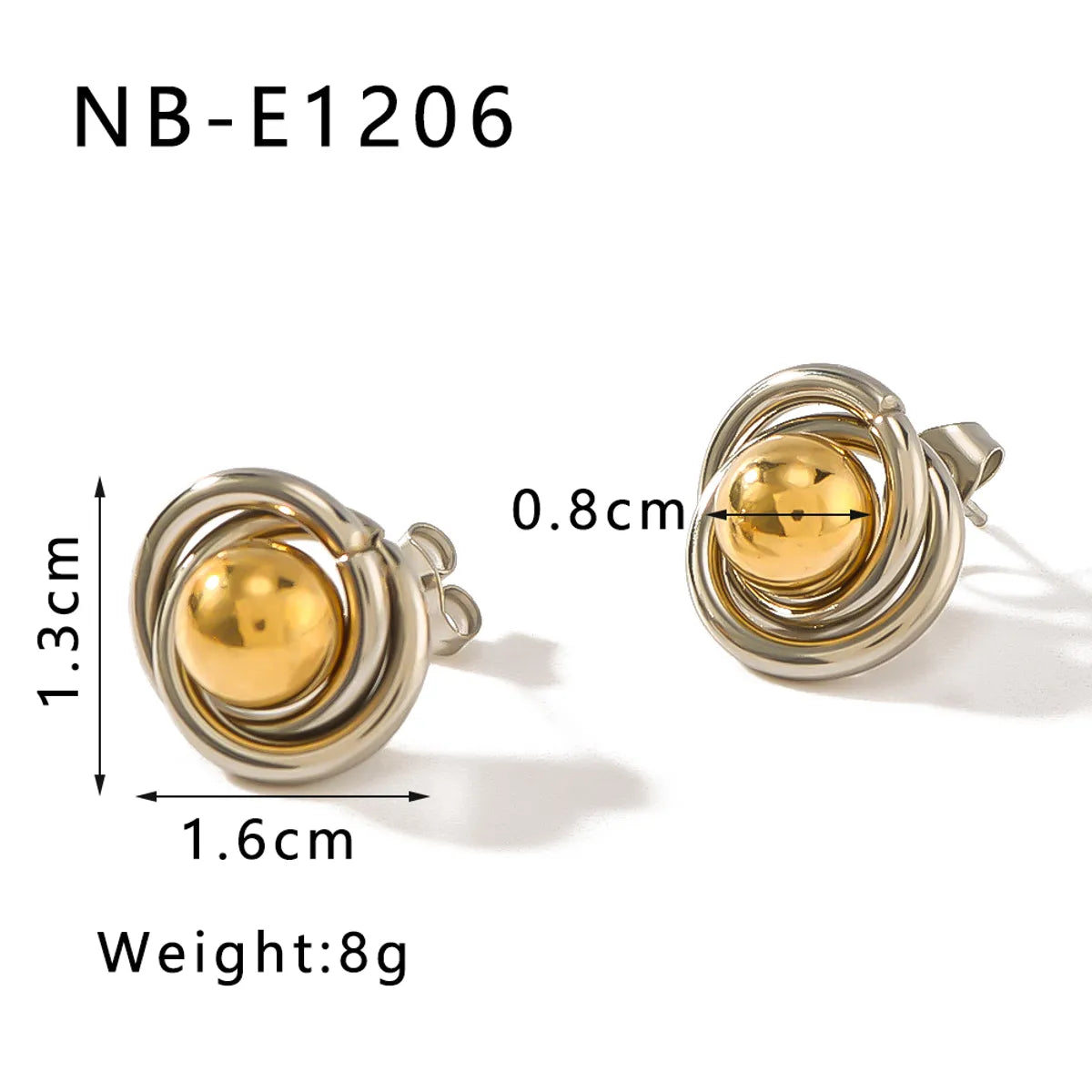 1 Pair Vintage Style Modern Style Classic Style Ball Plating 304 Stainless Steel 18K Gold Plated Ear Studs