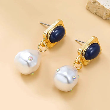 1 Pair Vintage Style Pearl Plating Inlay Copper Pearl 18K Gold Plated Drop Earrings