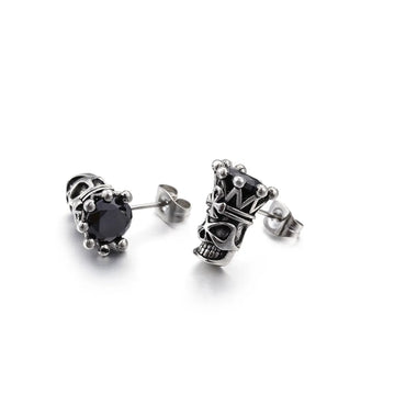 1 Pair Vintage Style Punk Skull Titanium Steel Ear Studs