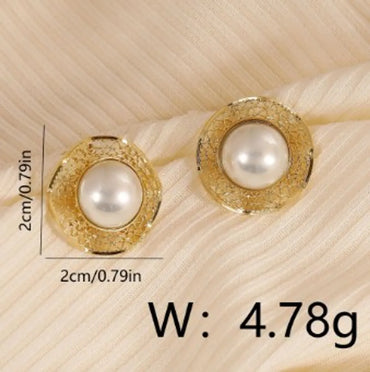 1 Pair Vintage Style Round Copper 18K Gold Plated Ear Studs