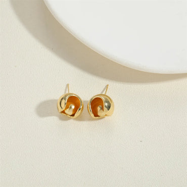 1 Pair Vintage Style Round Inlay Copper Zircon 14K Gold Plated Ear Studs