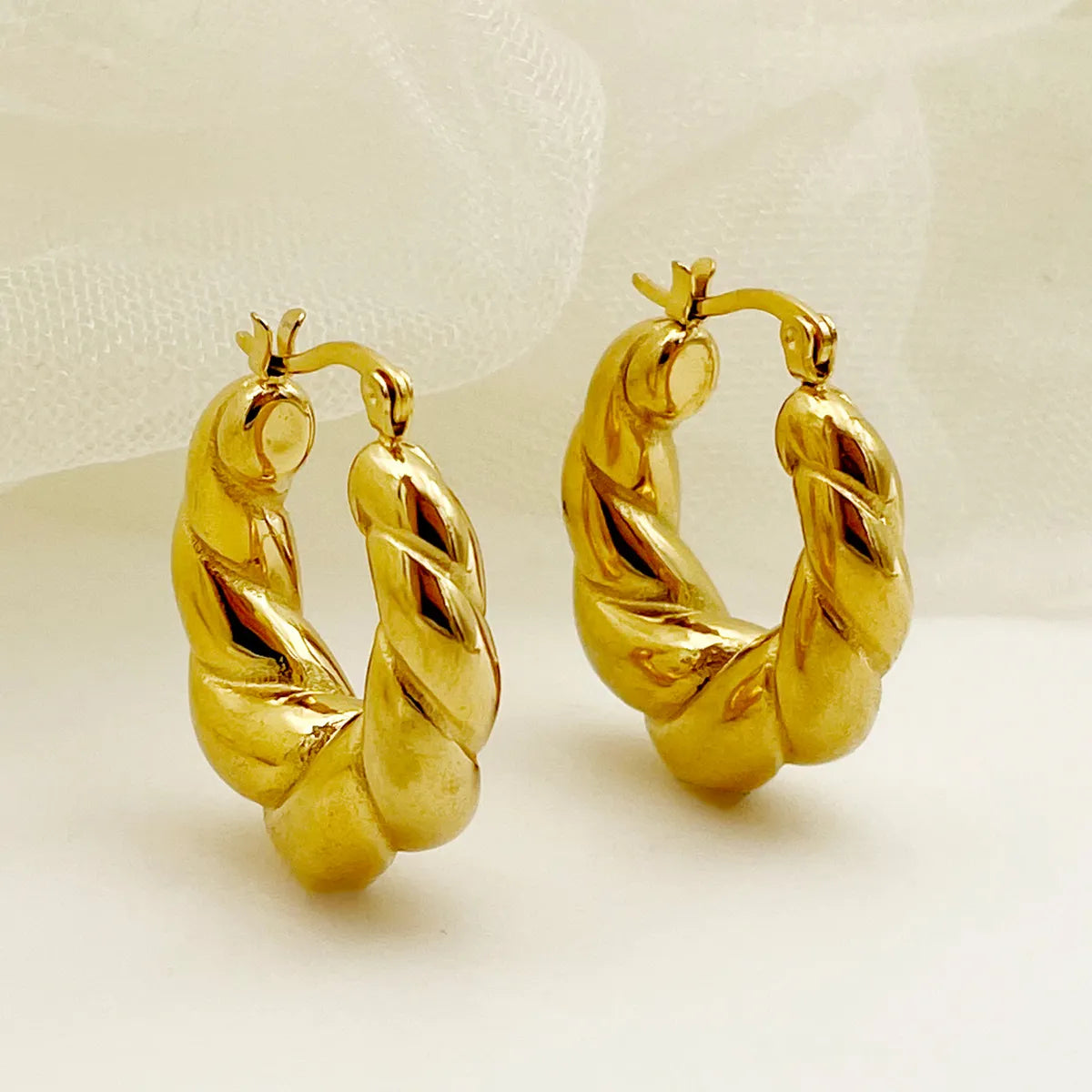 1 Pair Vintage Style Round Plating Stainless Steel Gold Plated Earrings