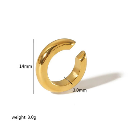 1 Pair Vintage Style Round Polishing Plating Stainless Steel 18k Gold Plated Ear Cuffs