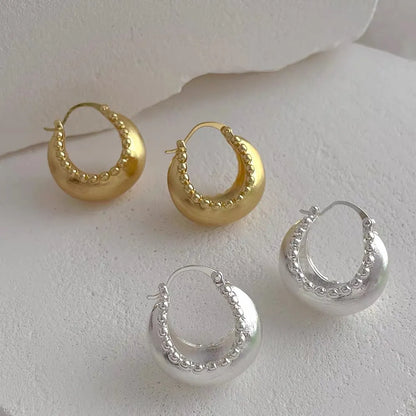 1 Pair Vintage Style Semicircle Solid Color Alloy Earrings