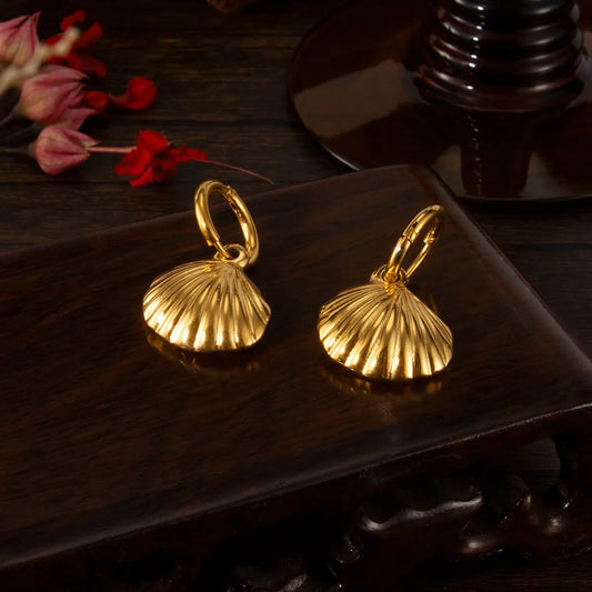 1 Pair Vintage Style Shell Stainless Steel Drop Earrings