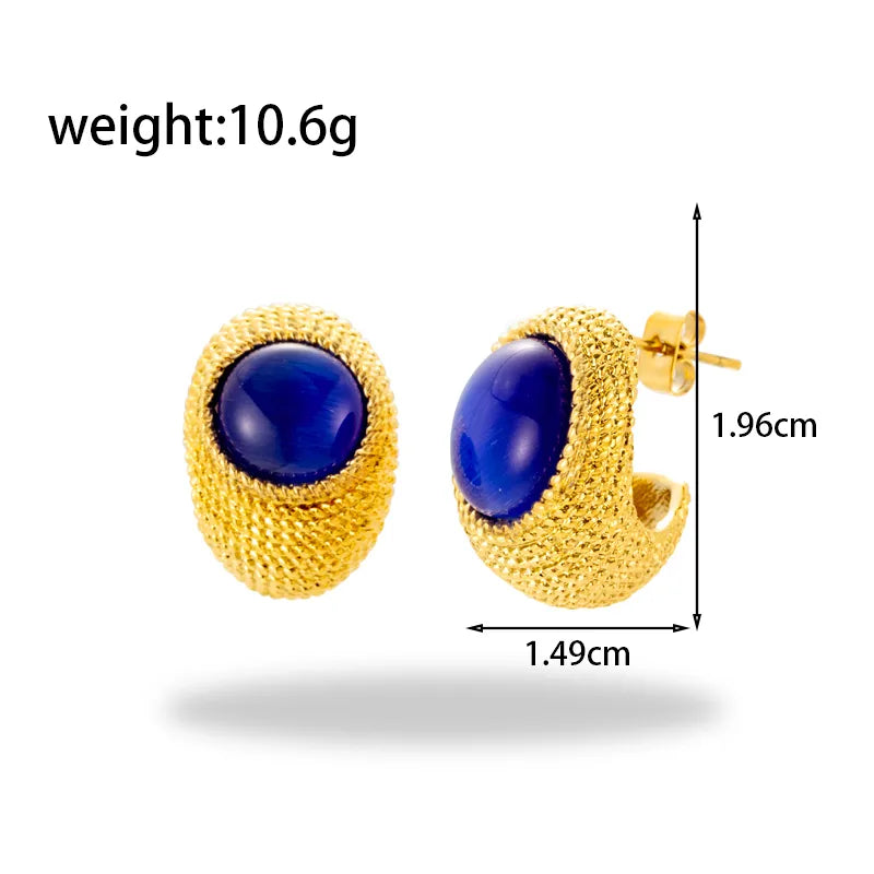 1 Pair Vintage Style Simple Style C Shape Heart Shape 304 Stainless Steel Zircon Ear Studs