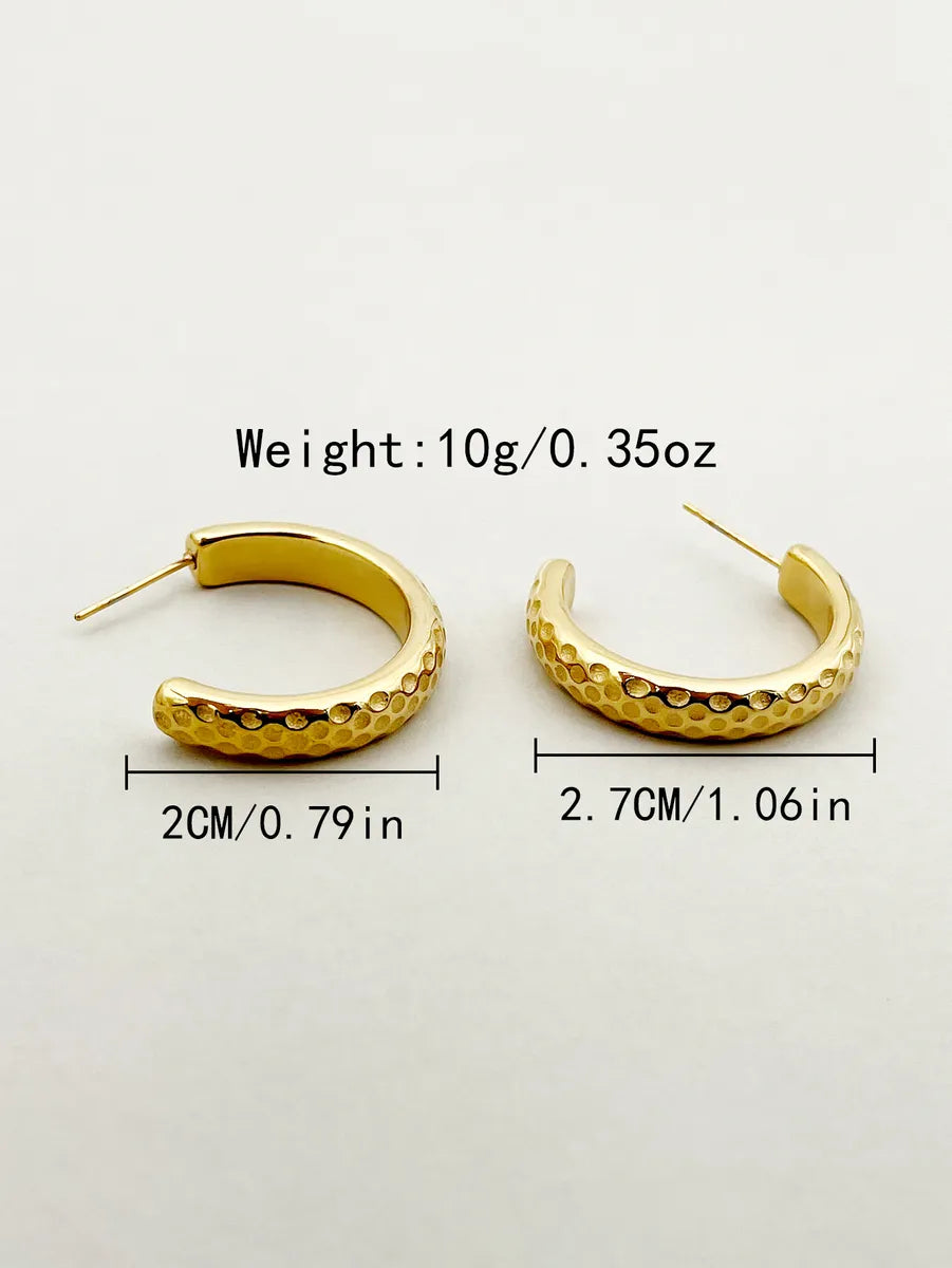 1 Pair Vintage Style Simple Style C Shape Spot Polishing Plating Stainless Steel Gold Plated Ear Studs