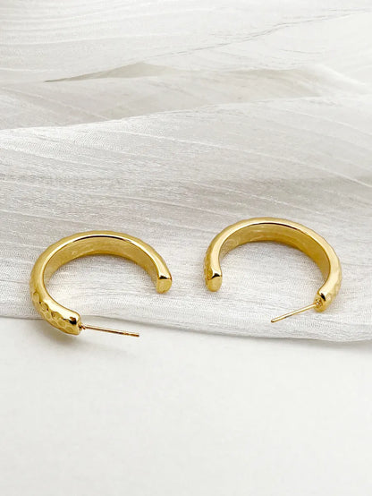 1 Pair Vintage Style Simple Style C Shape Spot Polishing Plating Stainless Steel Gold Plated Ear Studs