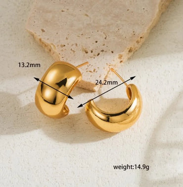 1 Pair Vintage Style Simple Style C Shape Water Plating Copper 18k Gold Plated Ear Studs