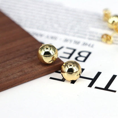 1 Pair Vintage Style Simple Style Classic Style Ball Gold Plated Copper Ear Studs