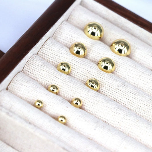 1 Pair Vintage Style Simple Style Classic Style Ball Gold Plated Copper Ear Studs