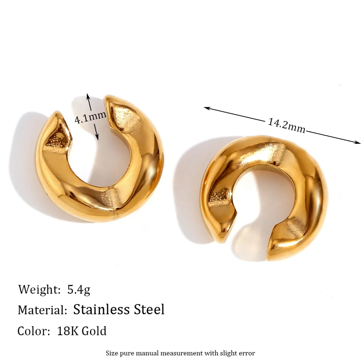 1 Pair Vintage Style Simple Style Classic Style C Shape Flower Snake Plating Inlay Stainless Steel Pearl Zircon 18k Gold Plated Ear Cuffs