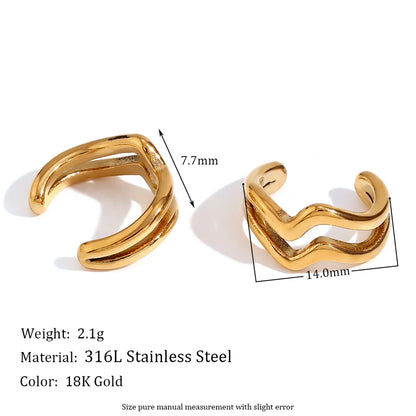 1 Pair Vintage Style Simple Style Classic Style C Shape Flower Snake Plating Inlay Stainless Steel Pearl Zircon 18k Gold Plated Ear Cuffs