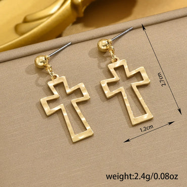 1 Pair Vintage Style Simple Style Classic Style Cross Hollow Out Iron Drop Earrings