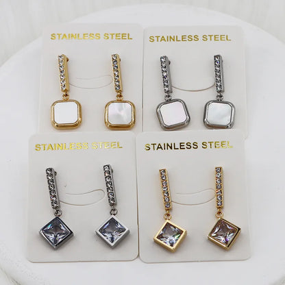 1 Pair Vintage Style Simple Style Classic Style Geometric Inlay 304 Stainless Steel Zircon Gold Plated Ear Studs