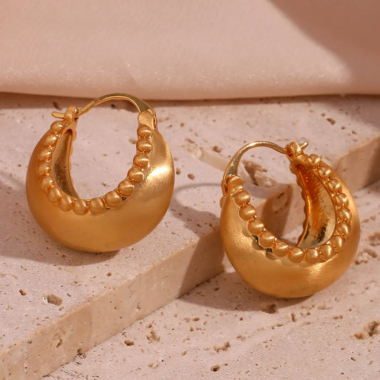 1 Pair Vintage Style Simple Style Classic Style Round Plating Stainless Steel 18k Gold Plated Earrings