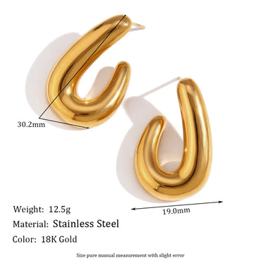 1 Pair Vintage Style Simple Style Classic Style Solid Color Plating Stainless Steel 18k Gold Plated Ear Studs