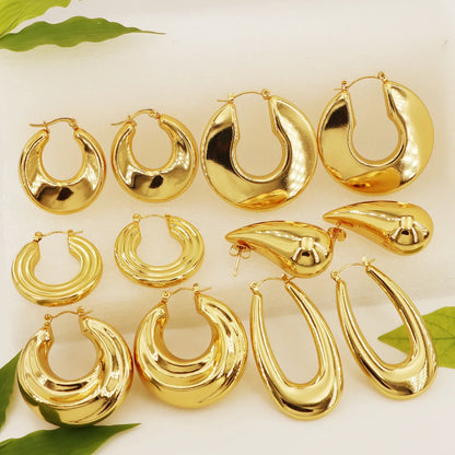 1 Pair Vintage Style Simple Style Classic Style U Shape Geometric Water Droplets Asymmetrical Irregular 304 Stainless Steel 18K Gold Plated Earrings Ear Studs