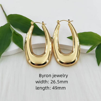 1 Pair Vintage Style Simple Style Classic Style U Shape Geometric Water Droplets Asymmetrical Irregular 304 Stainless Steel 18K Gold Plated Earrings Ear Studs