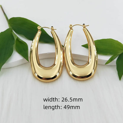 1 Pair Vintage Style Simple Style Classic Style U Shape Geometric Water Droplets Asymmetrical Irregular 304 Stainless Steel 18K Gold Plated Earrings Ear Studs