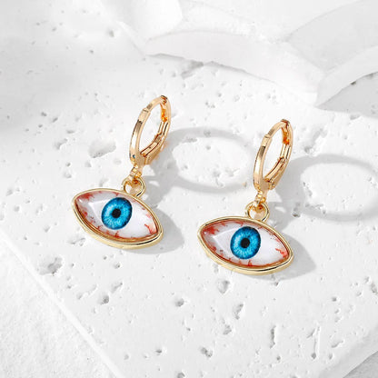 1 Pair Vintage Style Simple Style Eye Plating Alloy Glass Silver Plated Drop Earrings