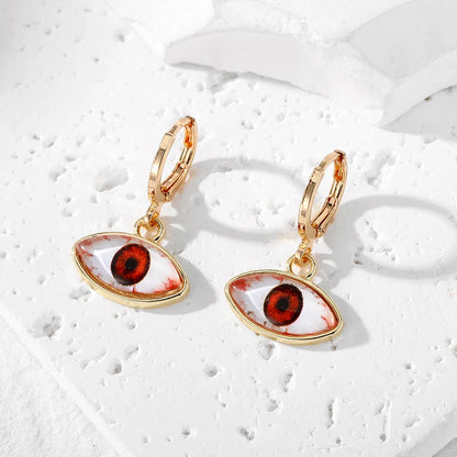 1 Pair Vintage Style Simple Style Eye Plating Alloy Glass Silver Plated Drop Earrings