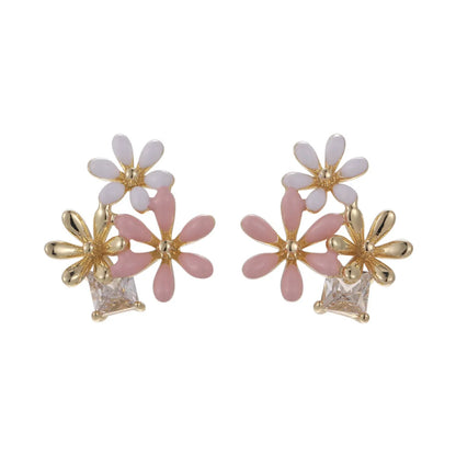 1 Pair Vintage Style Simple Style Flower Inlay Copper Zircon Ear Studs