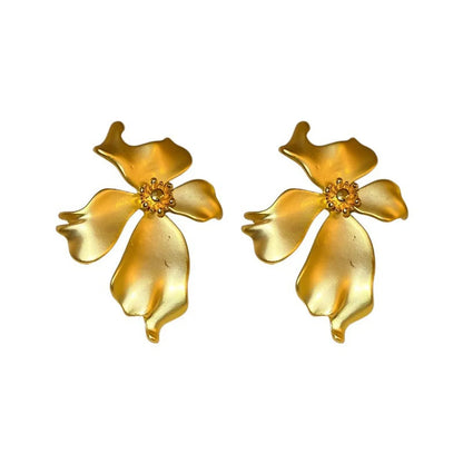 1 Pair Vintage Style Simple Style Flower Plating Copper Ear Studs