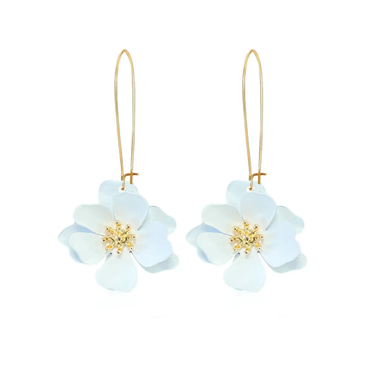 1 Pair Vintage Style Simple Style Flower Spray Paint Plating Metal Drop Earrings