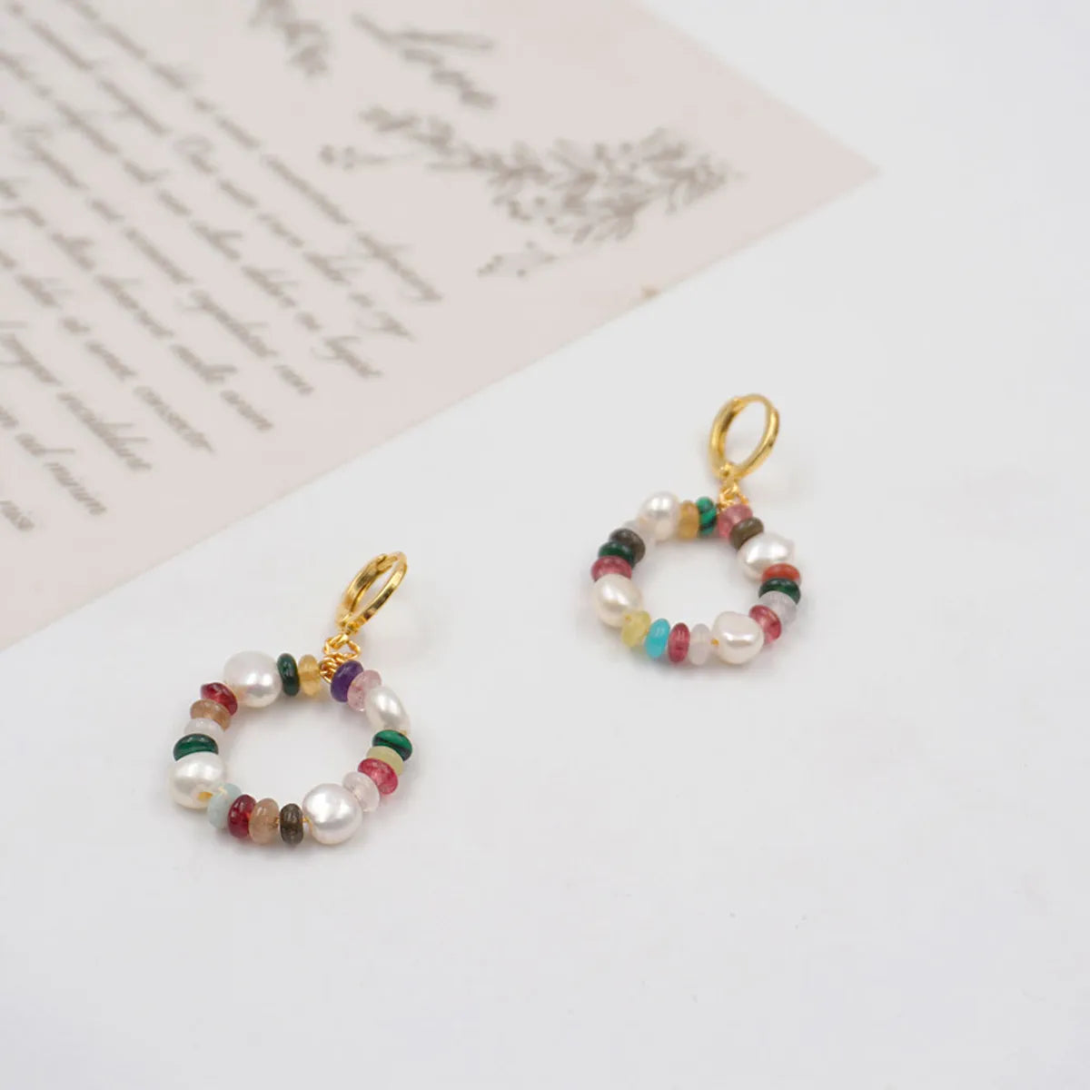 1 Pair Vintage Style Simple Style Geometric Beaded Natural Stone Freshwater Pearl Copper Gold Plated Drop Earrings