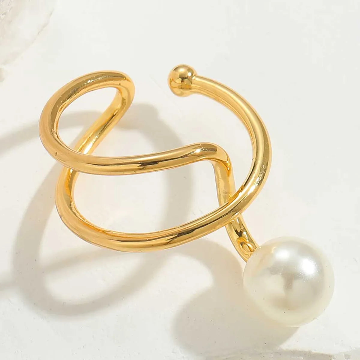 1 Pair Vintage Style Simple Style Geometric Copper Pearl 14k Gold Plated Ear Cuffs