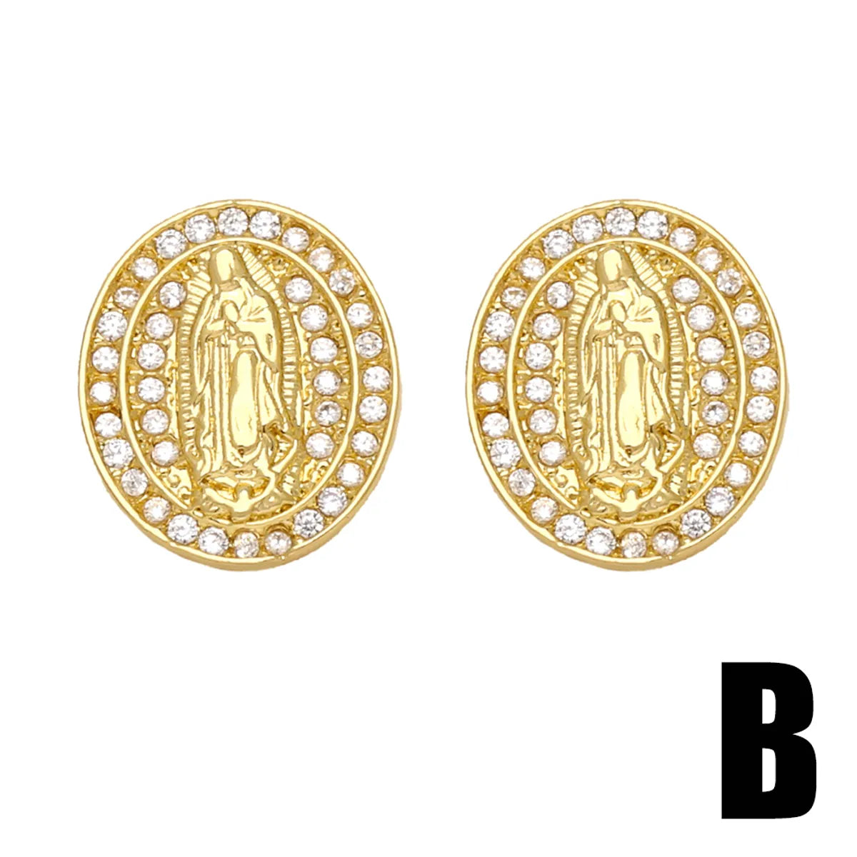 1 Pair Vintage Style Simple Style Geometric Plating Inlay Copper Zircon 18k Gold Plated Ear Studs