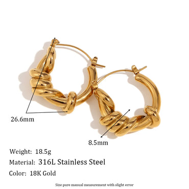 1 Pair Vintage Style Simple Style Geometric Plating Stainless Steel 18k Gold Plated Earrings