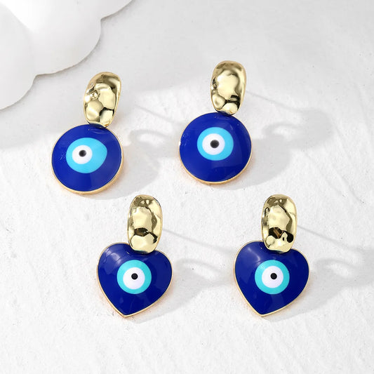 1 Pair Vintage Style Simple Style Heart Shape Eye Zinc Alloy Drop Earrings