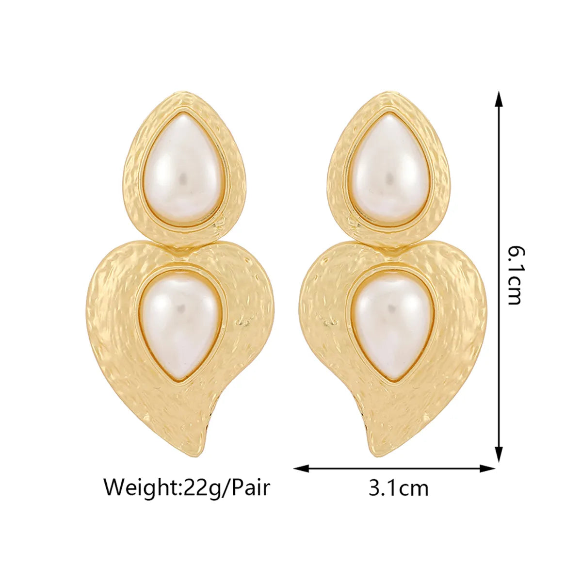 1 Pair Vintage Style Simple Style Heart Shape Inlay Alloy Artificial Pearls Drop Earrings