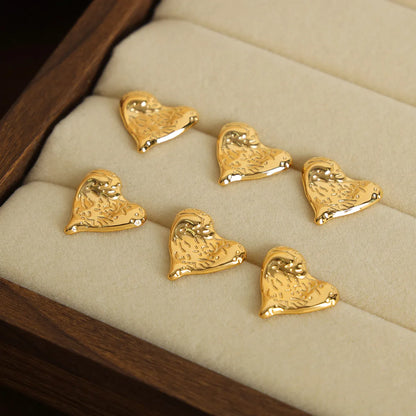 1 Pair Vintage Style Simple Style Heart Shape Plating Carving Titanium Steel 18k Gold Plated Ear Studs