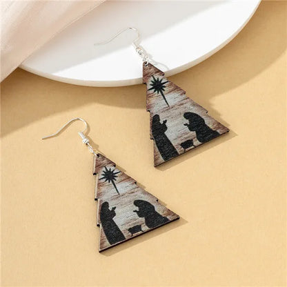 1 Pair Vintage Style Simple Style Human Wood Drop Earrings