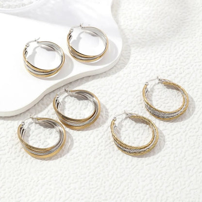 1 Pair Vintage Style Simple Style Irregular Circle Plating Stainless Steel 18K Gold Plated Earrings