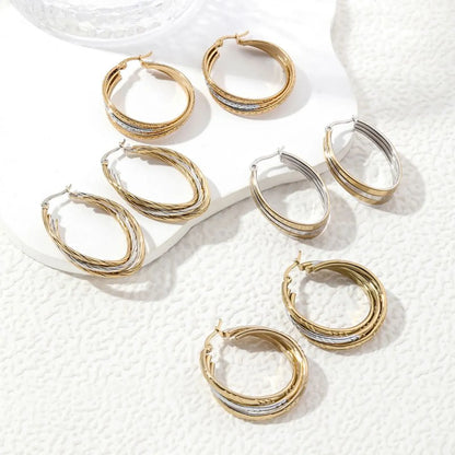 1 Pair Vintage Style Simple Style Irregular Circle Plating Stainless Steel 18K Gold Plated Earrings