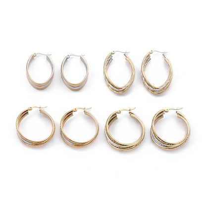 1 Pair Vintage Style Simple Style Irregular Circle Plating Stainless Steel 18K Gold Plated Earrings