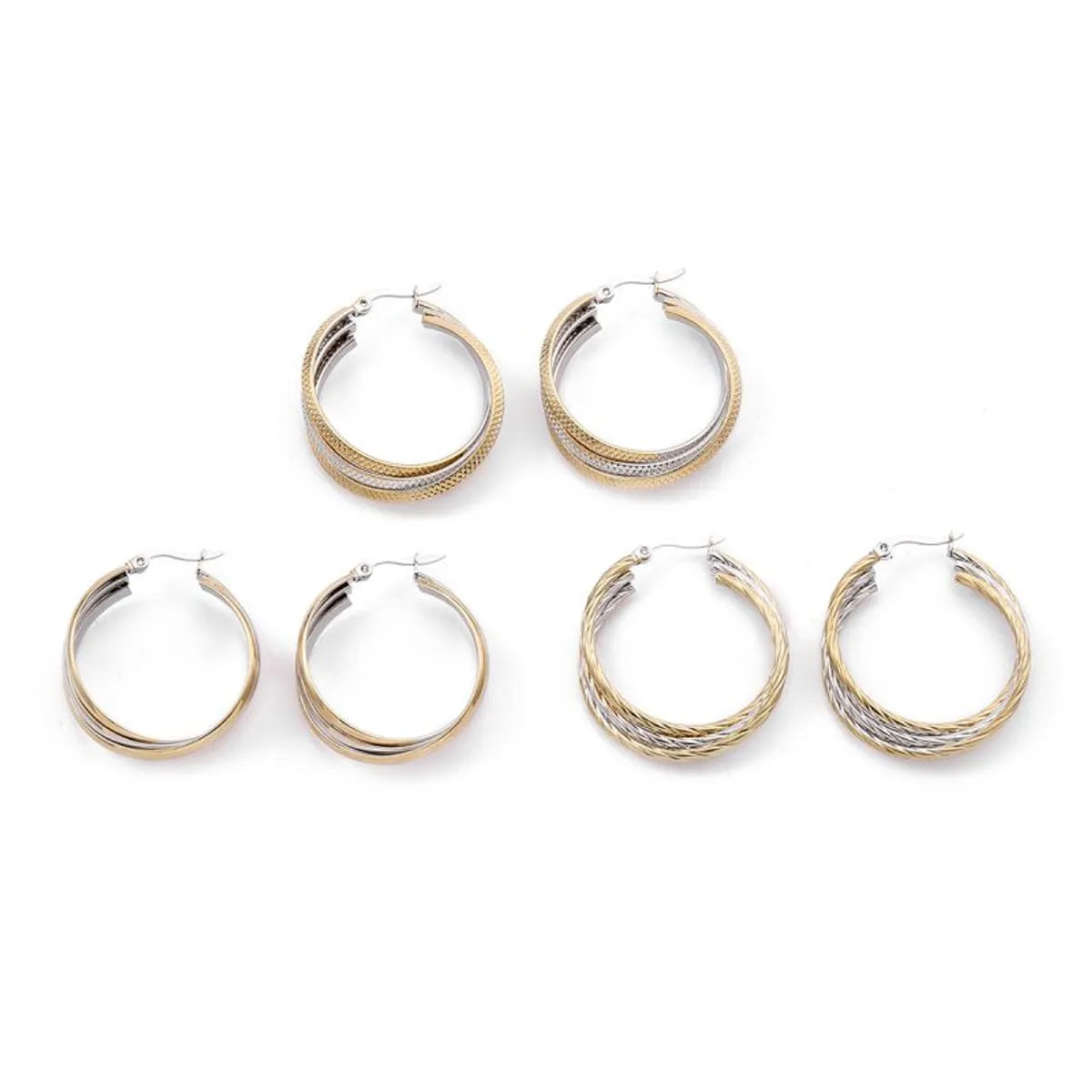 1 Pair Vintage Style Simple Style Irregular Circle Plating Stainless Steel 18K Gold Plated Earrings