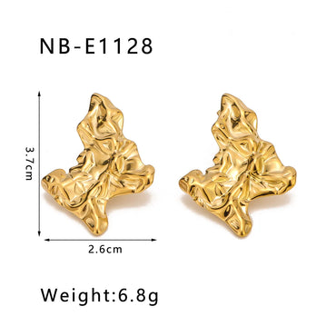 1 Pair Vintage Style Simple Style Irregular Pleated Stainless Steel 18K Gold Plated Ear Studs