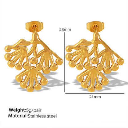 1 Pair Vintage Style Simple Style Leaves Plating Titanium Steel 18K Gold Plated Drop Earrings