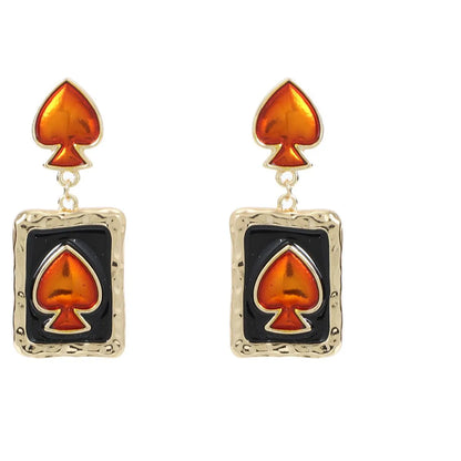 1 Pair Vintage Style Simple Style Poker Enamel Alloy Drop Earrings