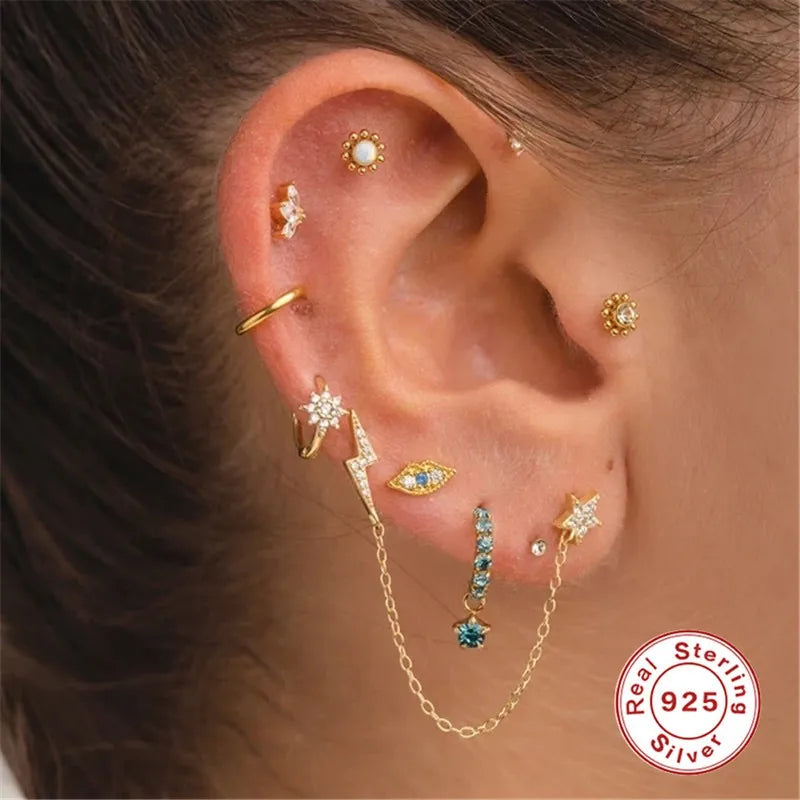 1 Pair Vintage Style Simple Style Roman Style Flower Petal Inlay Sterling Silver Zircon White Gold Plated Gold Plated Ear Studs