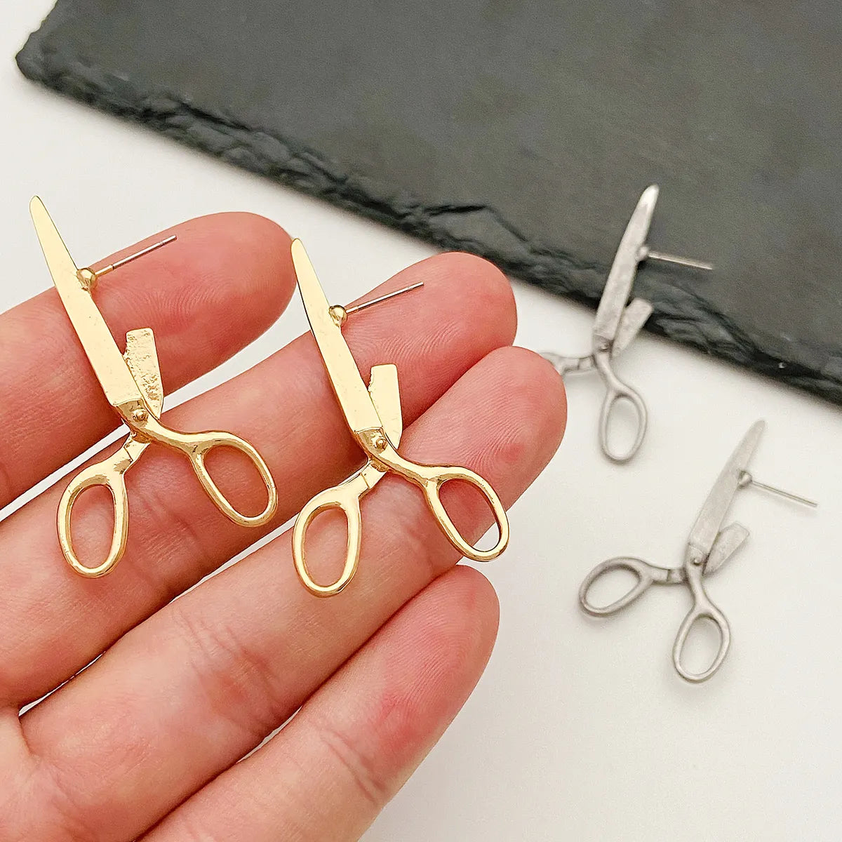 1 Pair Vintage Style Simple Style Scissors Plating Alloy 14k Gold Plated Silver Plated Ear Studs